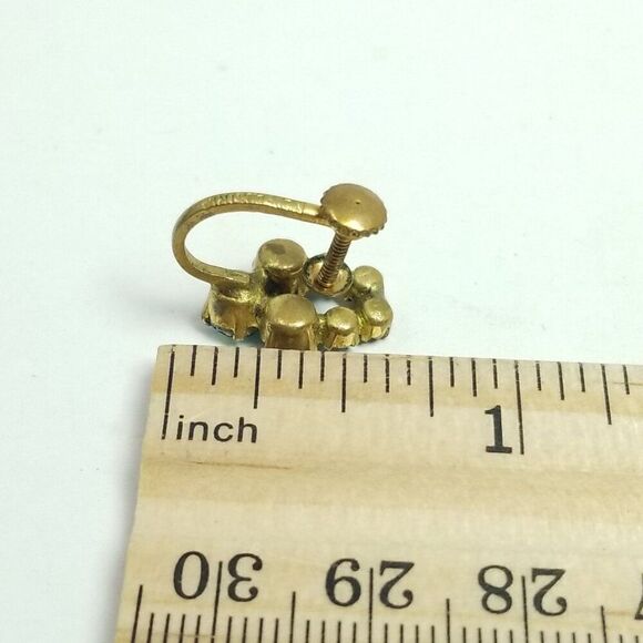 Vintage Green AB Rhinestone Made in Austria Clip On Screw Back Earrings - Picture 5 of 6